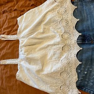 Bohme lace eyelet boho Cami cream colored